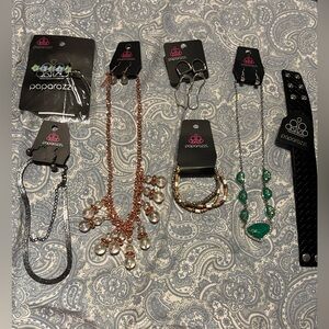 Paparazzi 12 pc. set of new jewelry, 3 necklace/earring sets, earrings,bracelets
